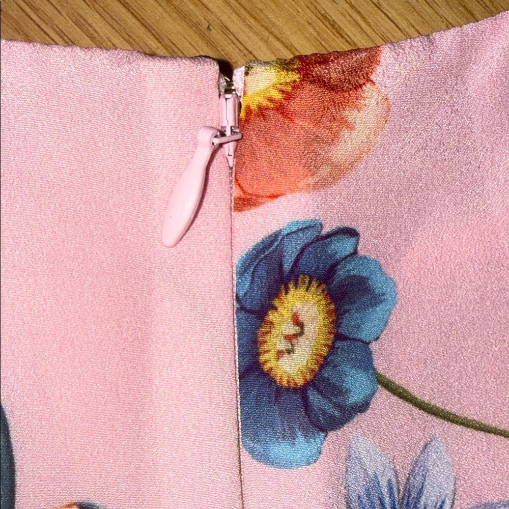 Borgo De Nor Floral Pink Dress Knee Length Short Flutter Sleeve Size 8 - Picture 9 of 11